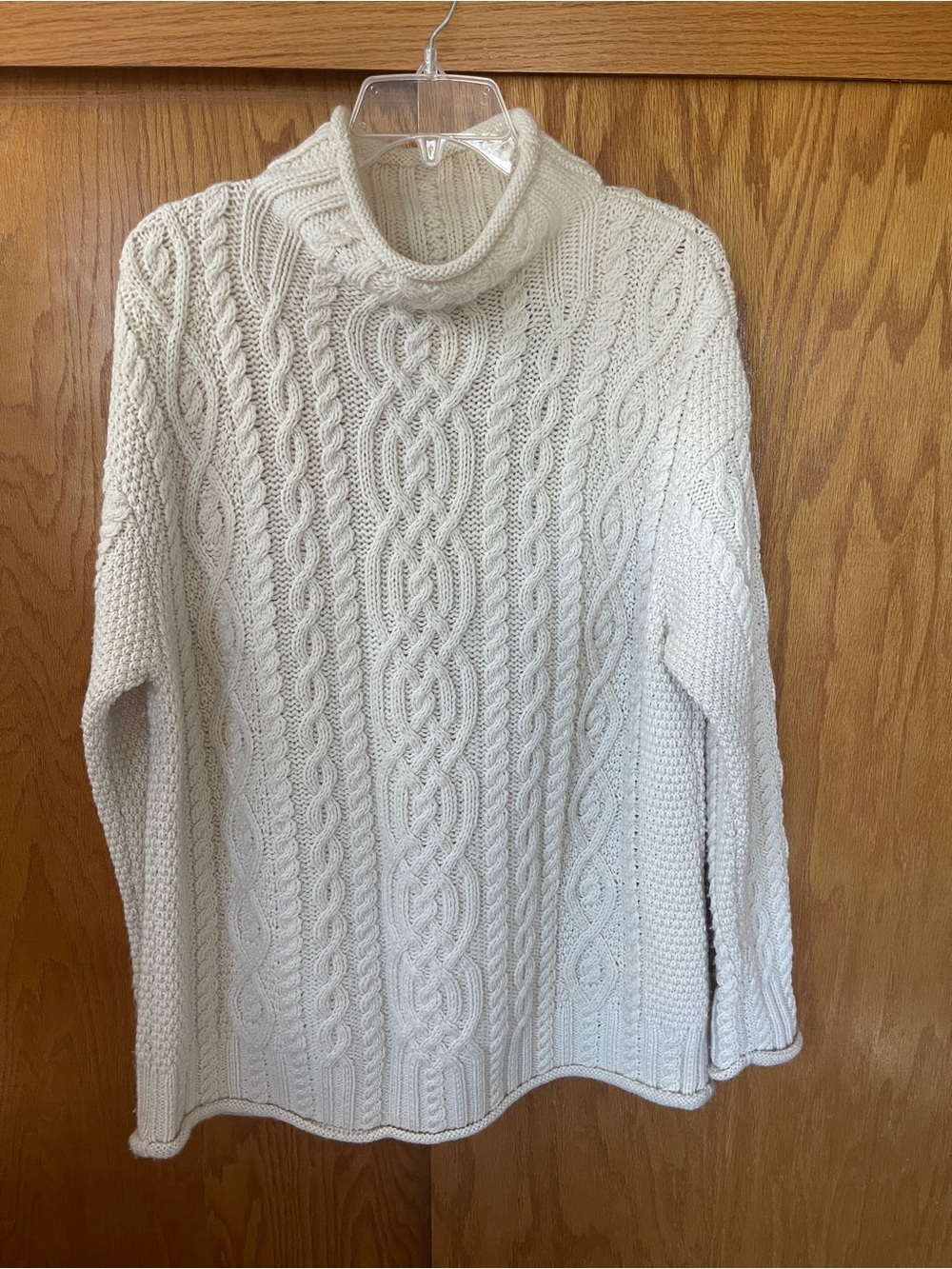 Vintage Irish Aran Wool Cable Knit Sweater Made in Ireland cream fisherman knit